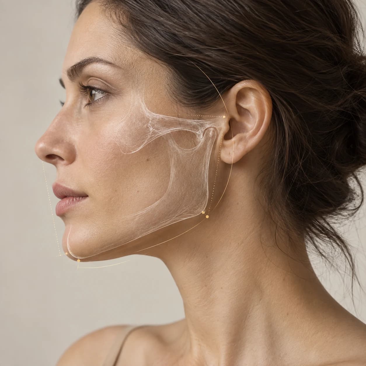 Facial profile with illustrative skeletal analysis overlay