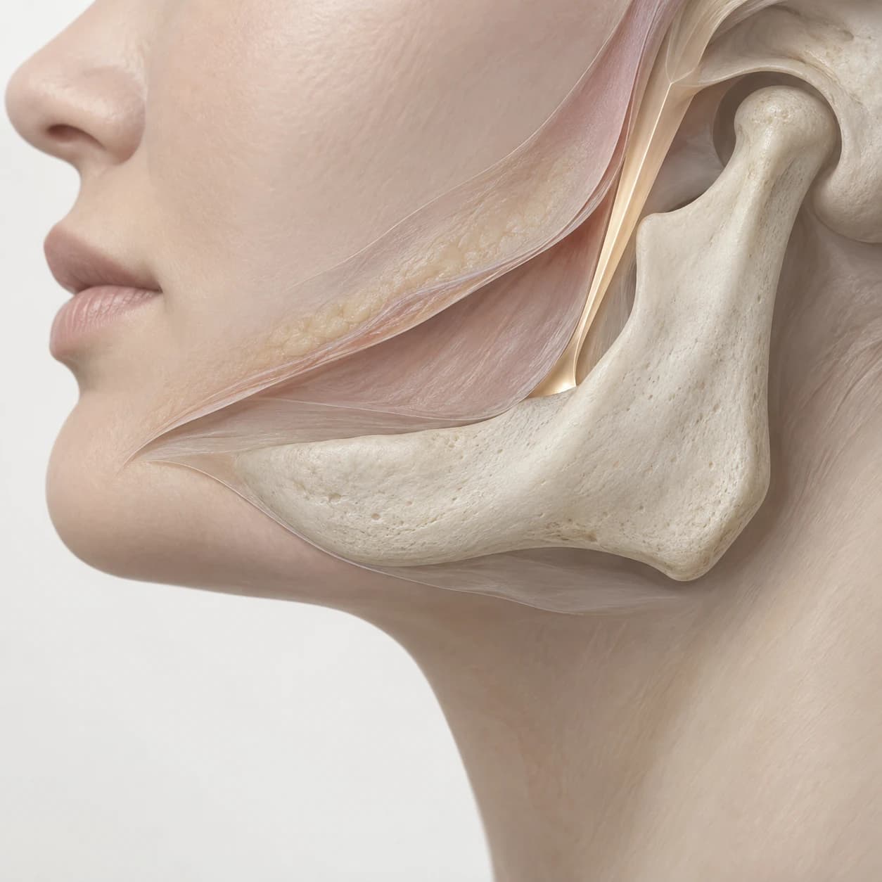 Illustrative limited soft tissue access corridor near the jaw