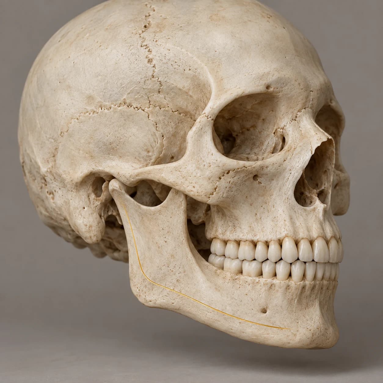 Illustrative curved mandibular osteotomy planning line